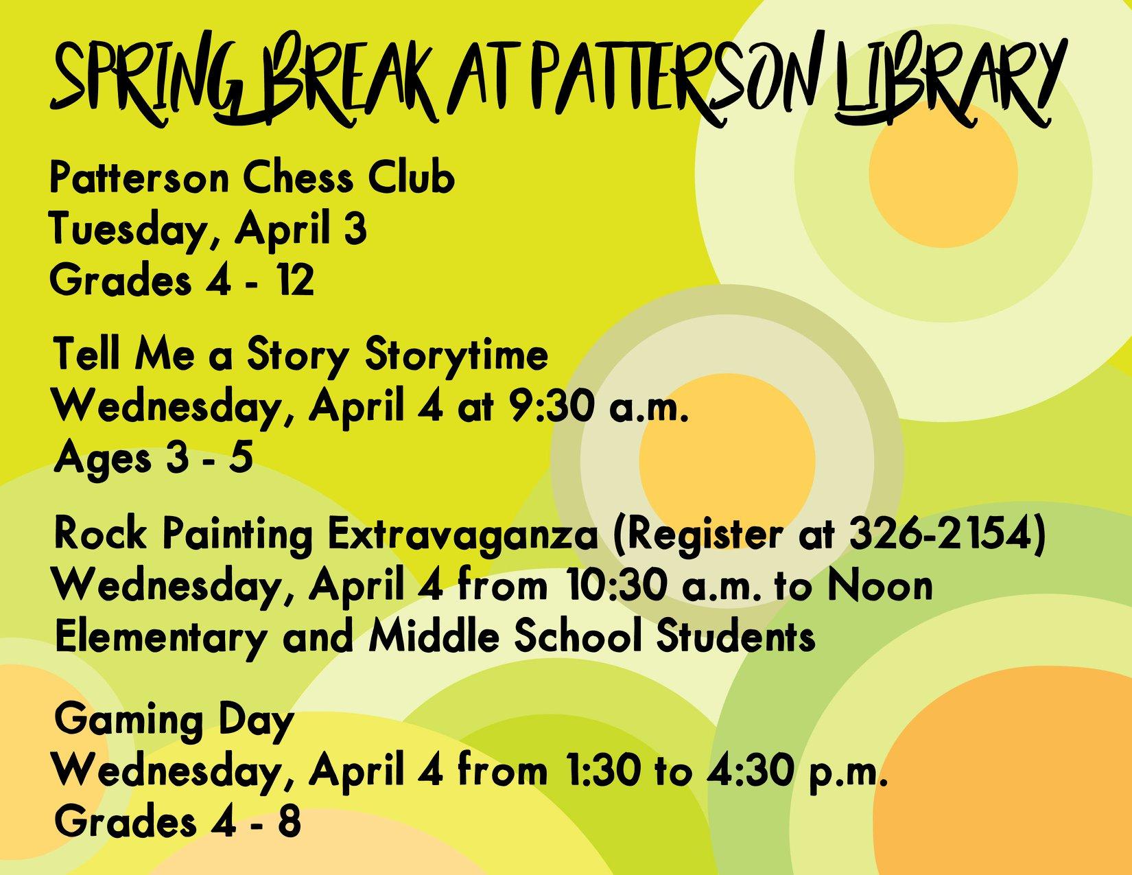 Spring Break at Patterson Library | Westfield New York